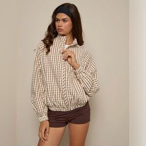 NWT Motel Rocks Kalle Shell Jacket In Brown Check